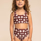 Brown daisy print 2pc swimsuit (size run small, go up 1-2 sizes)