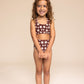 Brown daisy print 2pc swimsuit (size run small, go up 1-2 sizes)