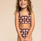 Brown daisy print 2pc swimsuit (size run small, go up 1-2 sizes)