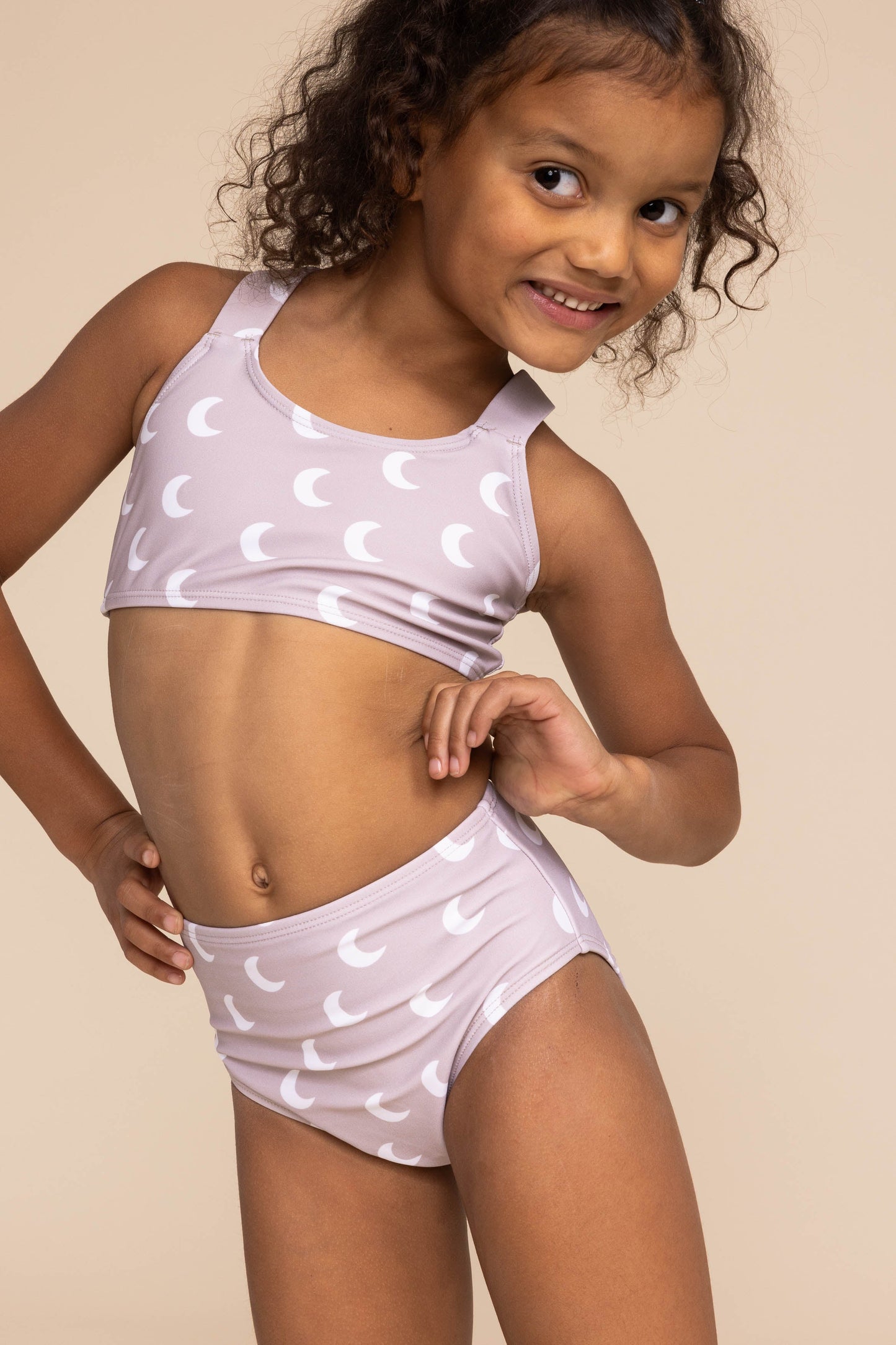 Moon print 2pc girl swimsuit (size run small, go up 1-2 sizes)