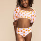 Orange floral print smocked 2pc girl swimsuit (size run small, go up 2-3 sizes)