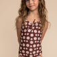 Warm brown floral print tie one piece girl swimsuit