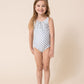 Gren plaid tie one piece girl swimsuit