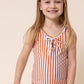 Terracotta stripe tie one piece girl swimsuit