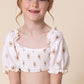 White floral print smocked 2pc girl swimsuit (size run small, go up 1-2 sizes)