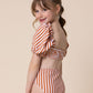 Terracotta stripe smocked 2pc girl swimsuit (size run small, go up 2-3 sizes)