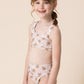 Brown & white floral print 2pc girl swimsuit (size run small, go up 2-3 sizes)