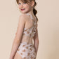 Brown & white floral print 2pc girl swimsuit (size run small, go up 2-3 sizes)