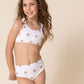 White floral print 2pc girl swimsuit (size run small, go up 1-2 sizes)