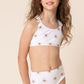 White floral print 2pc girl swimsuit (size run small, go up 1-2 sizes)