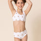 White floral print 2pc girl swimsuit (size run small, go up 1-2 sizes)