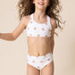 White floral print 2pc girl swimsuit (size run small, go up 1-2 sizes)