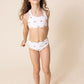 White floral print 2pc girl swimsuit (size run small, go up 1-2 sizes)