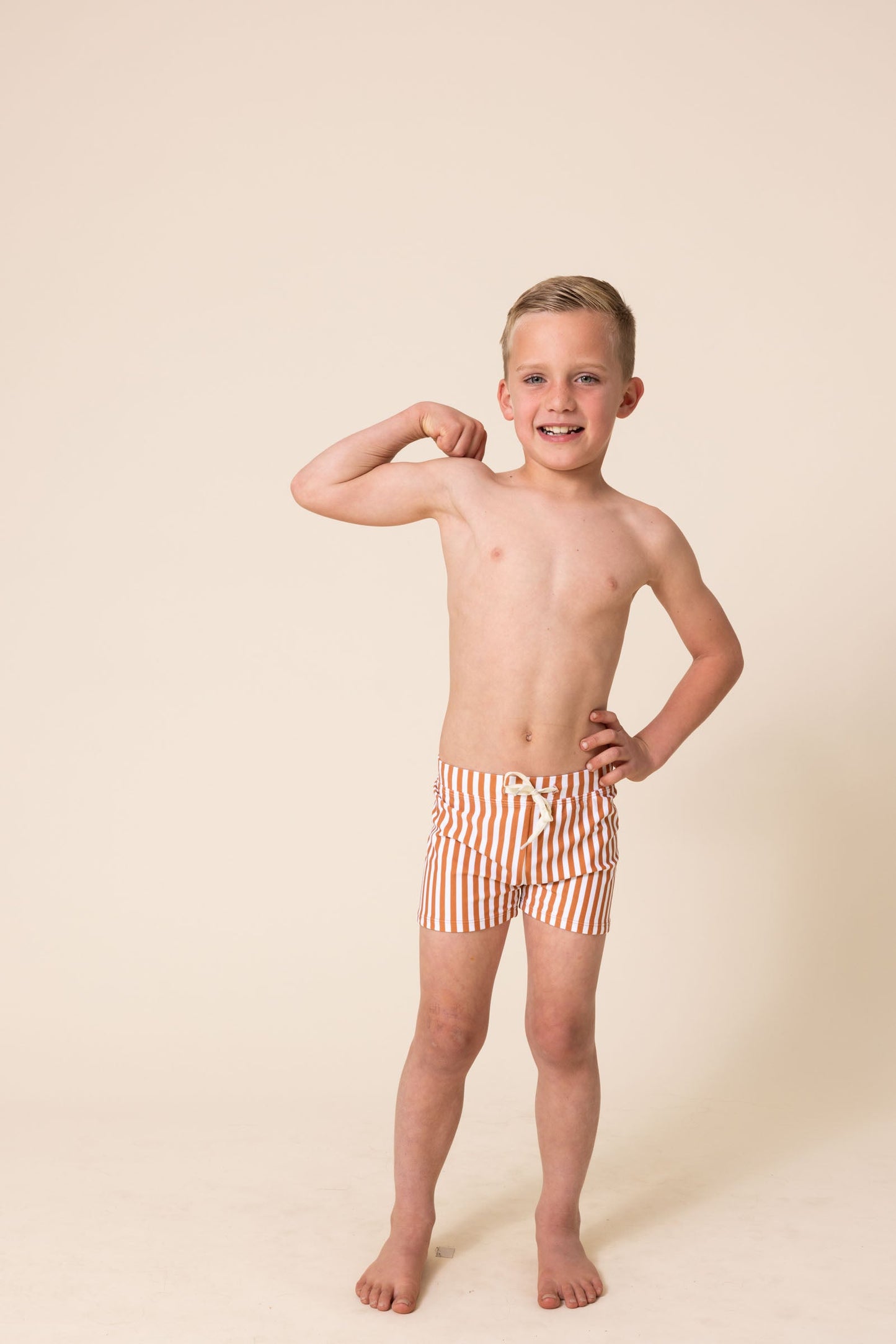 Terracotta stripe boys swimming trunks