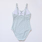 Green plaid one piece women swimsuit